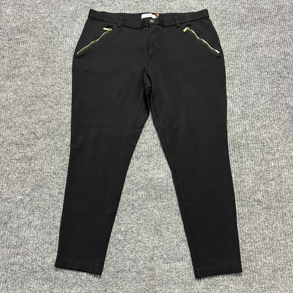 Calvin Klein Womens Pants W32" Black Slim Fit Zip Pocket Stretch Mid Rise